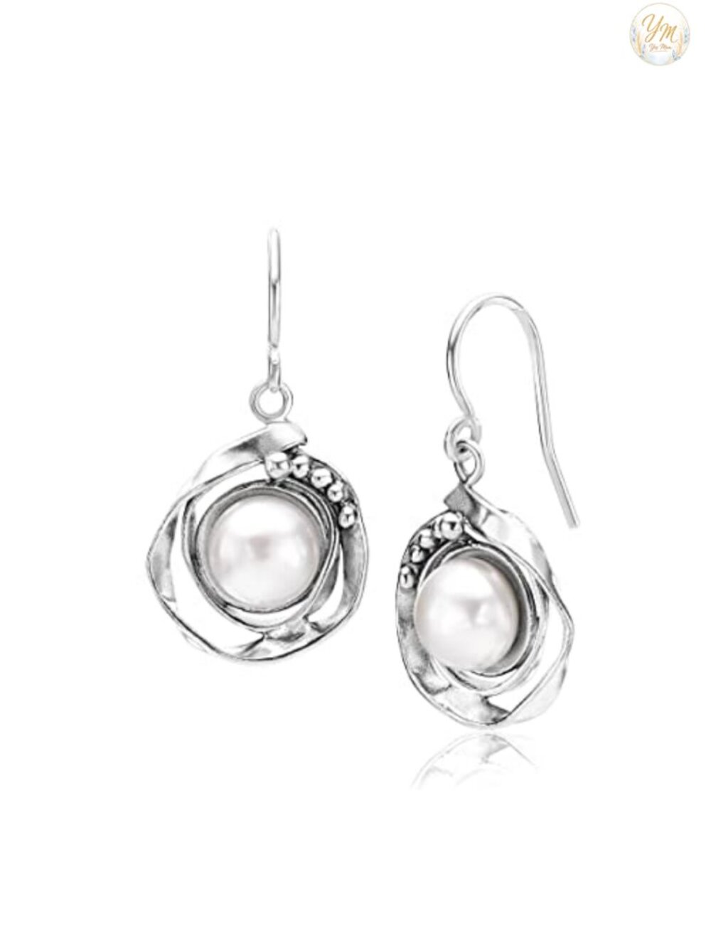 925 Sterling Silver Freshwater Pearl Dangle Earrings Women's Vintage